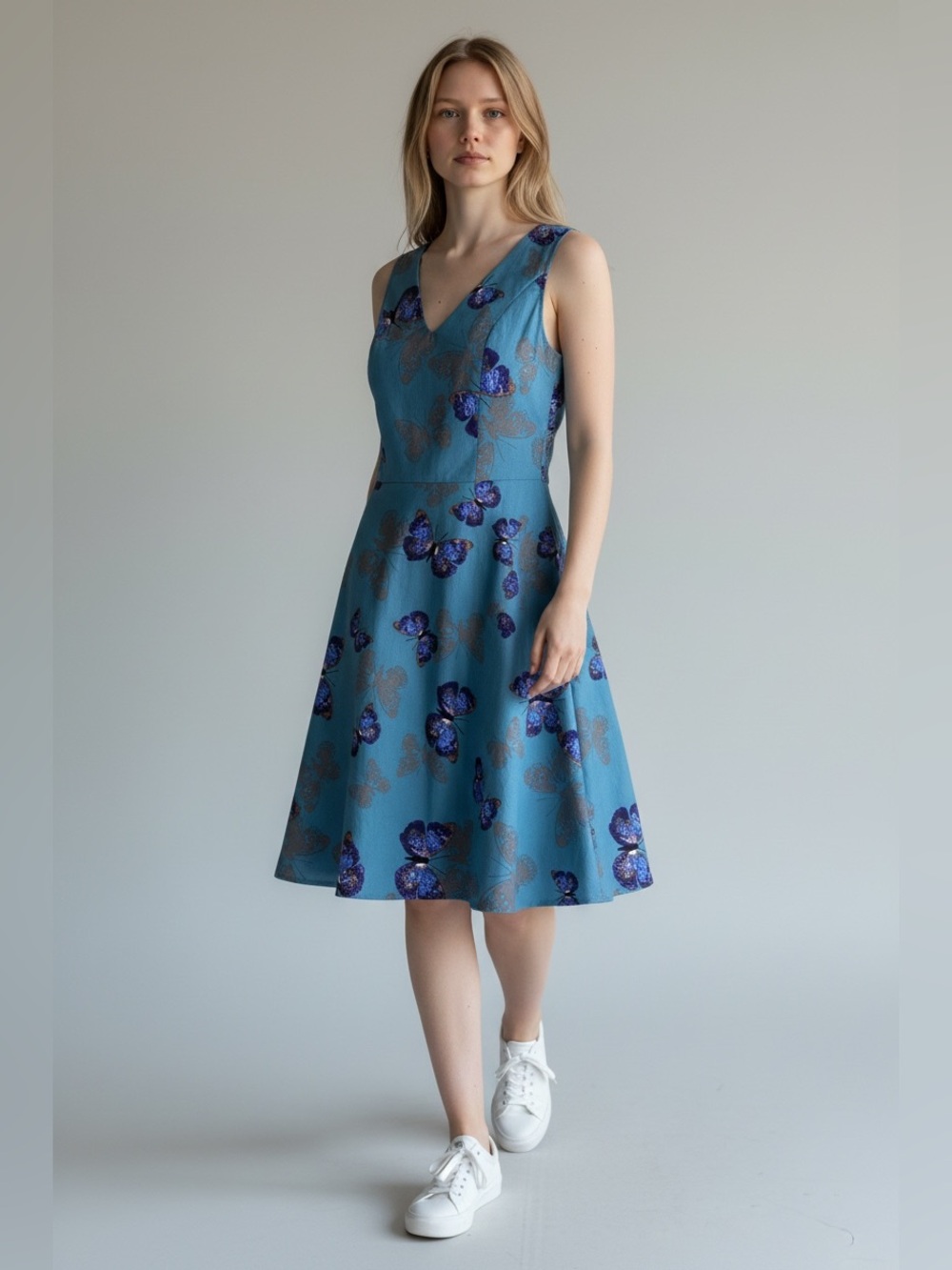 IHot Butterfly Fit & Flare Cotton Blend Dress Size Medium
